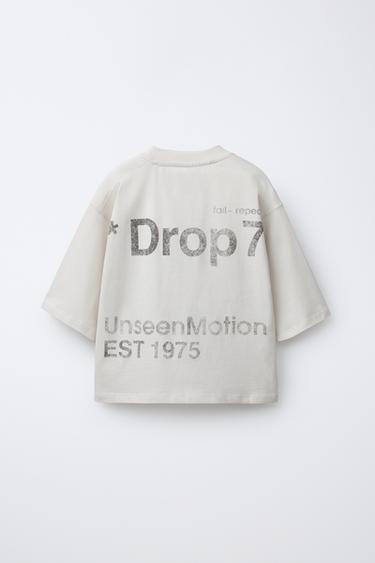 FADED-EFFECT SLOGAN T-SHIRT - Ecru by Zara - Image 1