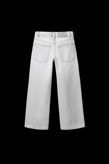 RIPPED WIDE LEG JEANS - Stone by Zara