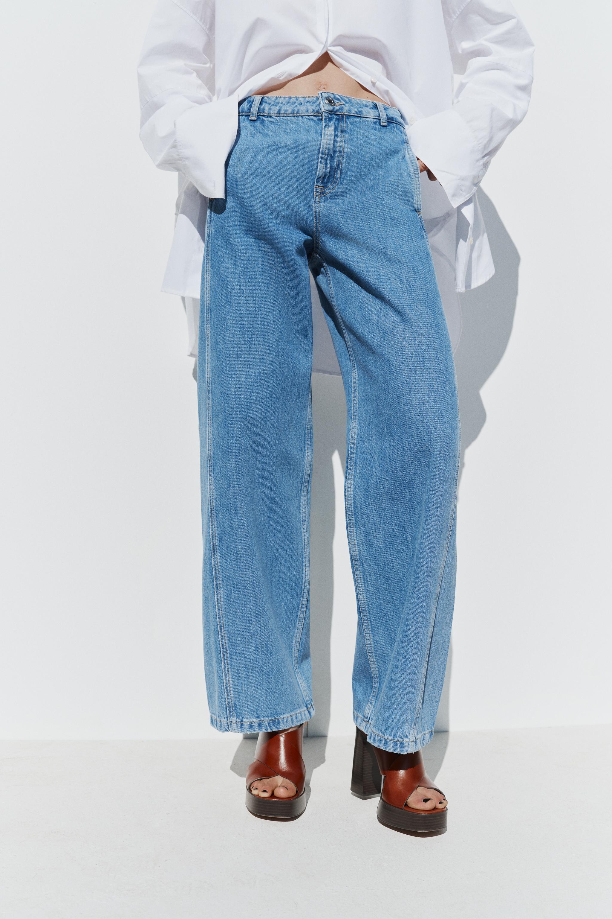Z1975 HIGH RISE STRAIGHT FRONT SEAM JEANS - Mid-blue | ZARA