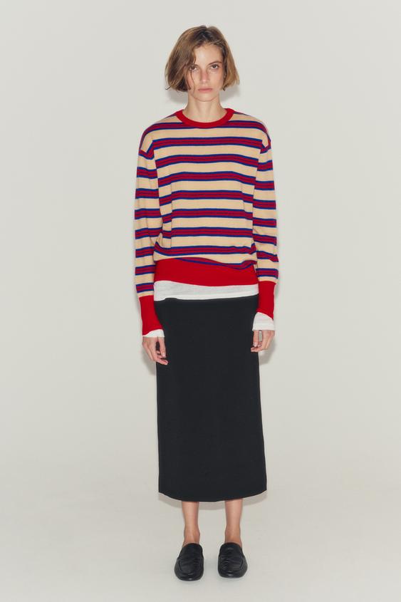 STRIPED EXTRA-SOFT 100% WOOL JUMPER - Red Stripe by Zara - Image 0
