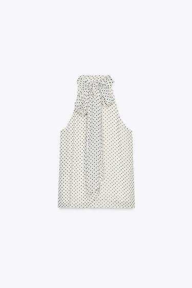 ZW COLLECTION POLKA DOT HALTER TOP - Black / White by Zara - Image 5