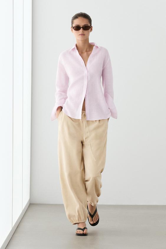 100% linen shirt with striped details from Zara - $100