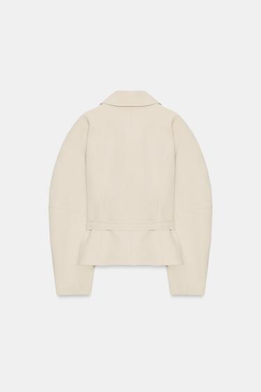 BLOUSON PEPLUM AVEC CEINTURE - Écru de Zara - Image 7