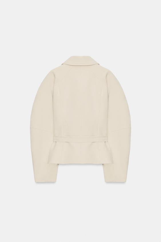 BLOUSON PEPLUM AVEC CEINTURE - Écru de Zara - Image 7