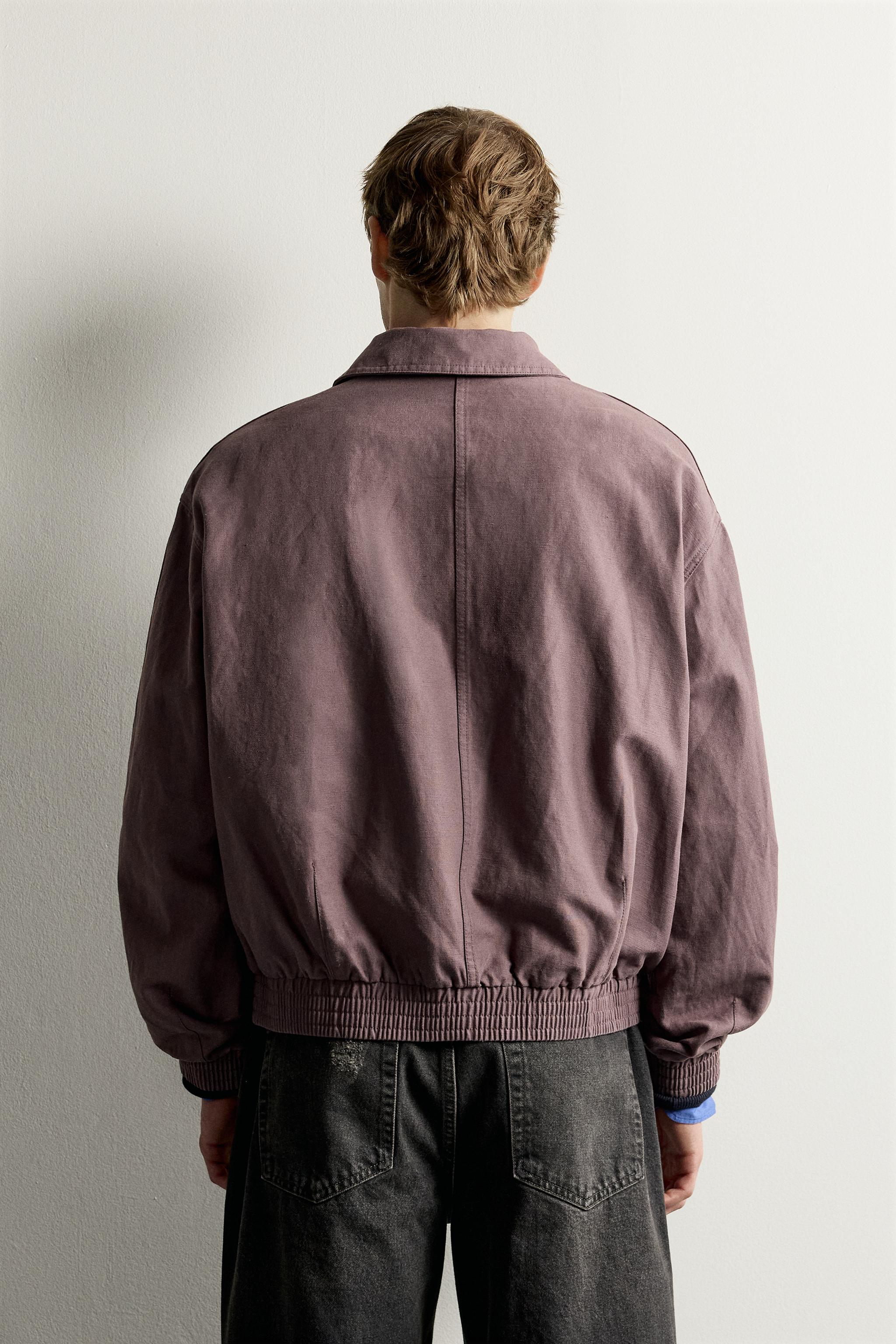 Мужские куртки Zara COTTON-LINEN CROPPED JACKET — фото 3
