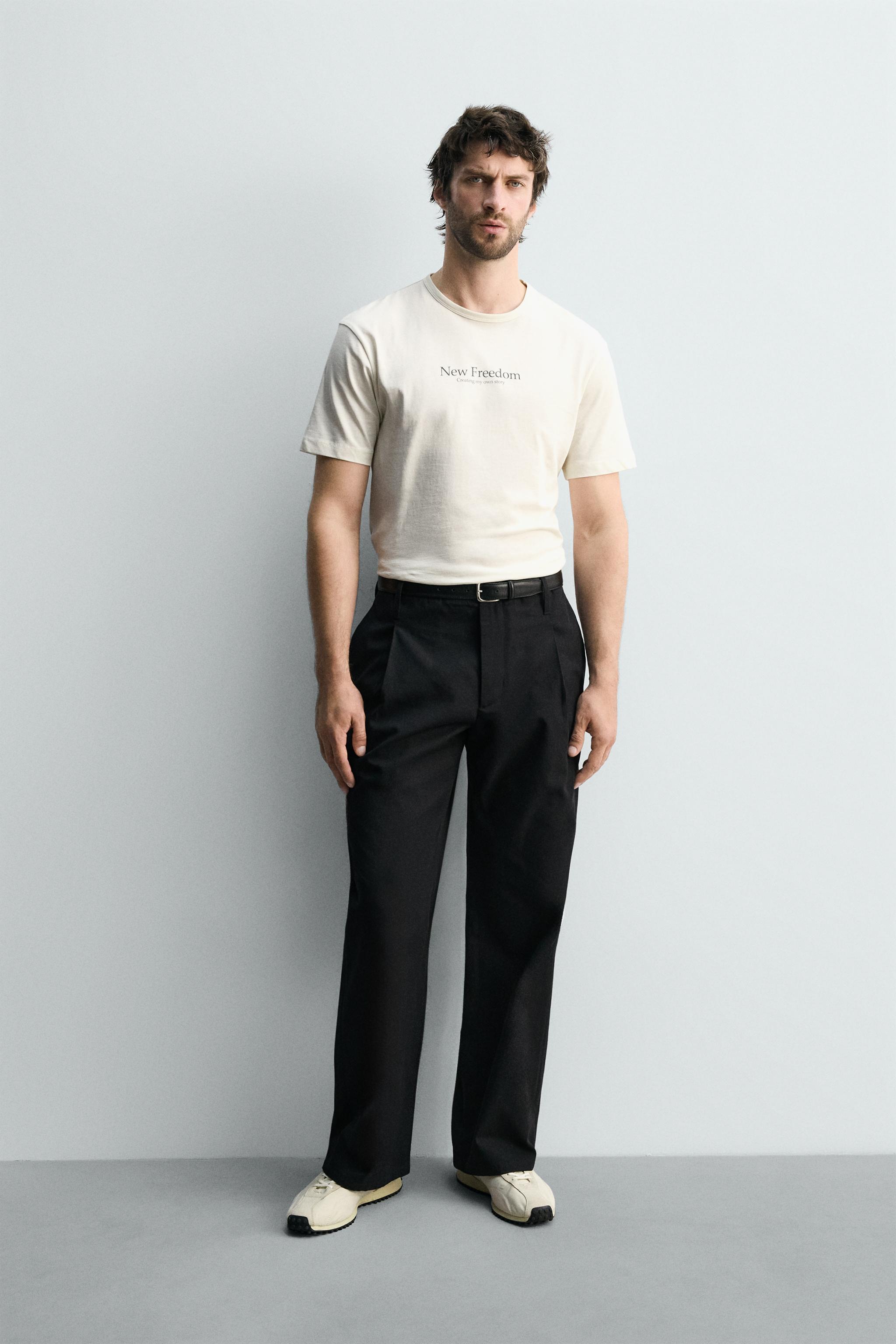 ZARA MENS テキストプリントT 新品未使用 ウォッシュドプリントテキストTシャツ - オフホワイト | ZARA Japan ⁄ 日本