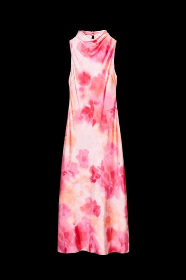 MIDIKLEID AUS SATIN MIT BATIK-OPTIK - TYEFUCHSIA von Zara - Bild 0