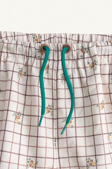 LIMITED EDITION CHECK AND FLORAL SWIM SHORTS - Ecru by Zara - Image 5