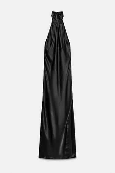ZW COLLECTION SATIN HALTER DRESS - Black by Zara