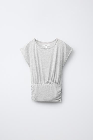 T-SHIRT FLUIDE AVEC CEINTURE - Gris chiné de Zara