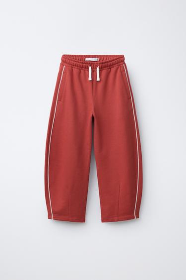 BARREL TROUSERS WITH CONTRAST TRIM - Red by Zara