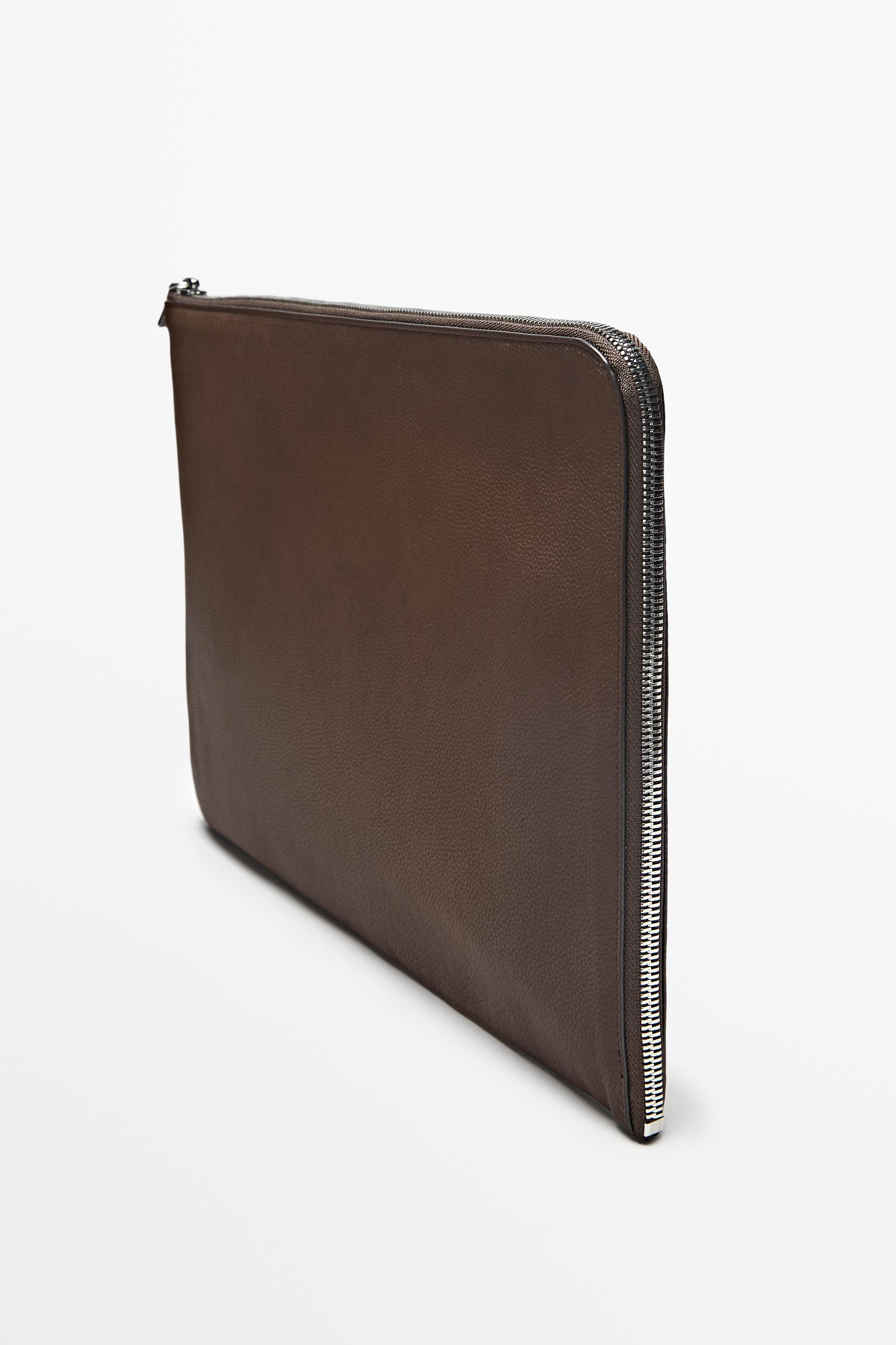 Housse ordinateur portable L en cuir nappa