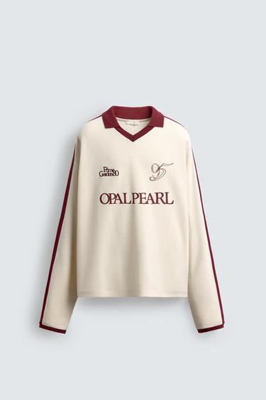 POLO BRODAT FUTBOL RETRO - Blanc trencat de Zara