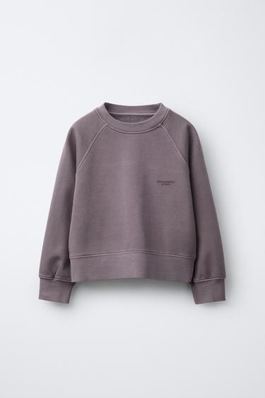 SUDADERA EFECTO LAVADO TEXTO - Ciruela de Zara