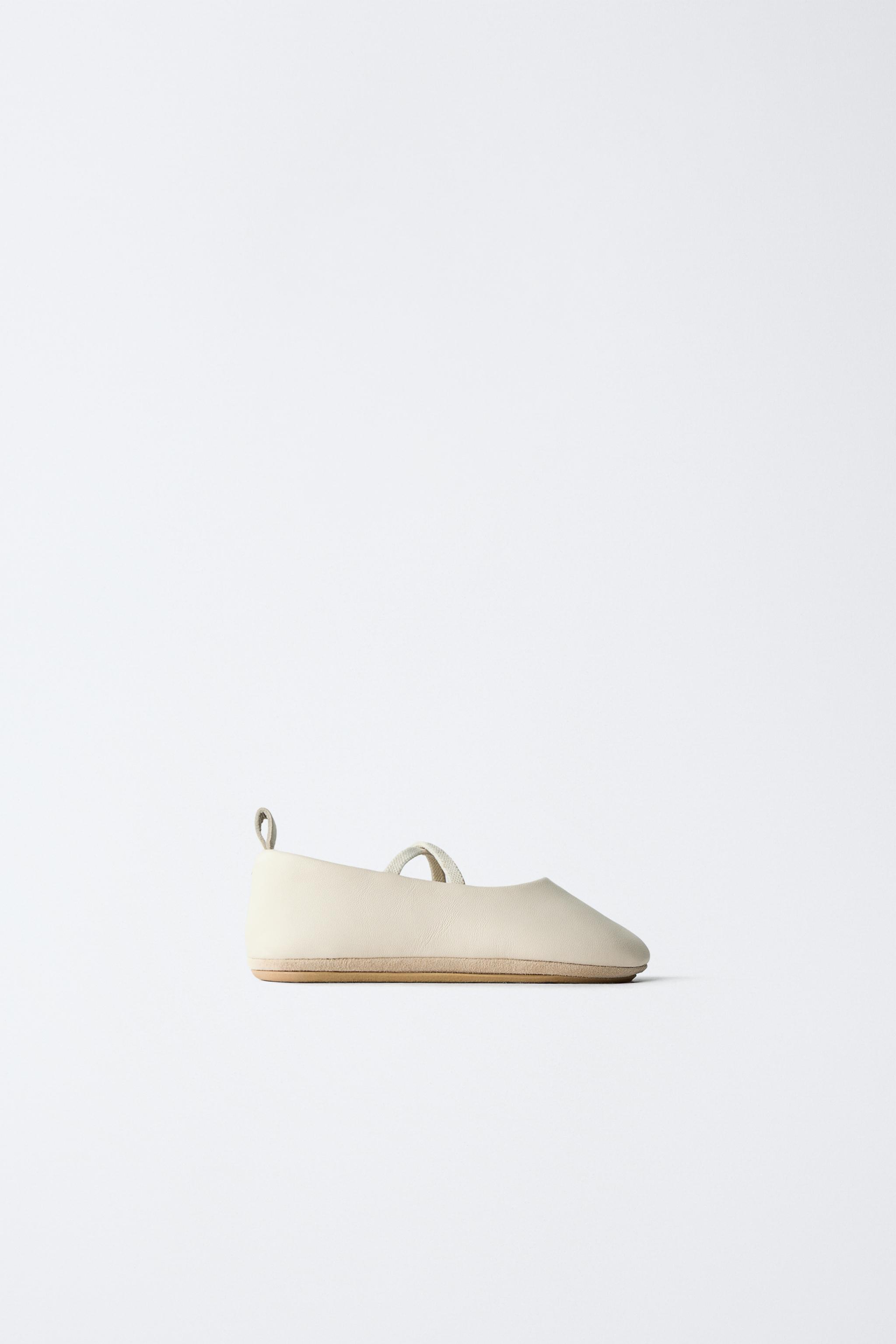 LEATHER BALLERINAS - Ecru White | ZARA South Africa