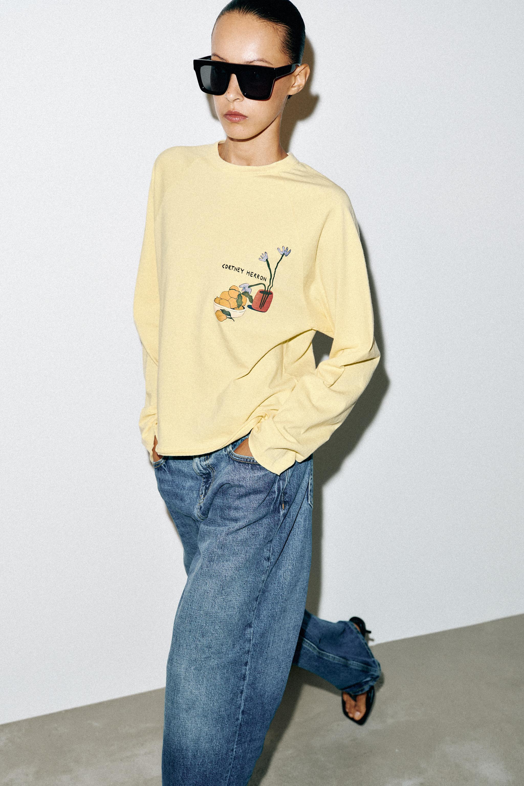 Женские футболки Zara CORTNEY RAGLAN SLEEVE T-SHIRT — фото 3