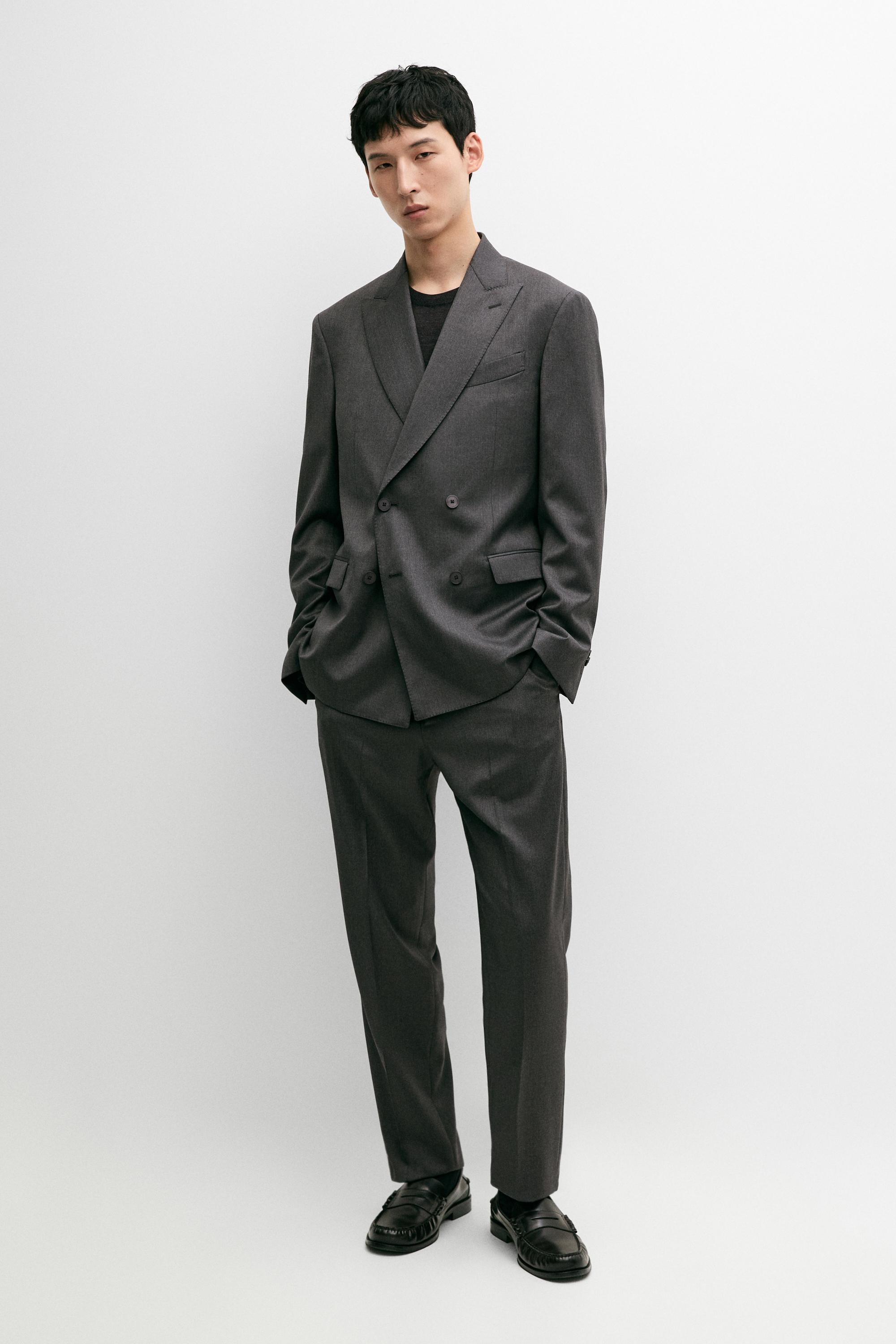 【ENCOMING】Double Brested Jacket 100% cool wool double-breasted suit blazer - Gray | ZARA United States