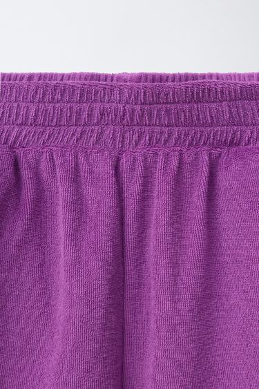 COLOUR BLOCK TERRY BERMUDA SHORTS - Purple by Zara - Image 2