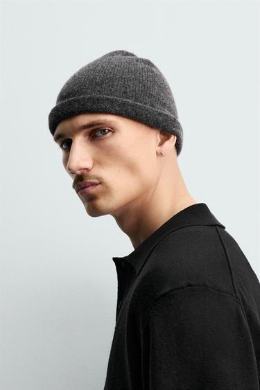 100% CASHMERE KNIT BEANIE - Grey marl by Zara - Image 1