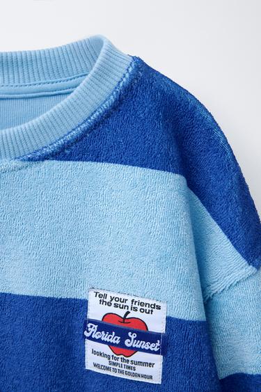 TOWELLING EFFECT SWEATSHIRT WITH LABEL - Blue by Zara - Image 2