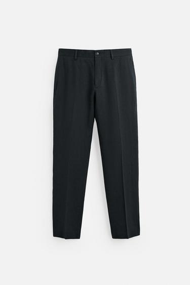 HEMP-WOOL SUIT TROUSERS - Navy blue by Zara