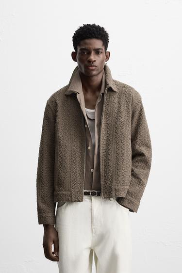 CROCHET COMBINED JACKET - Taupe grey by Zara
