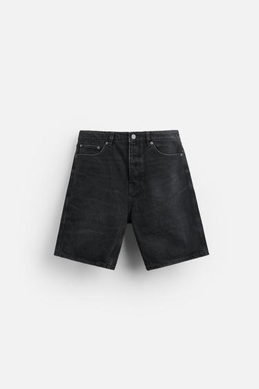 BERMUDA DENIM STRAIGHT FIT - Carbón de Zara