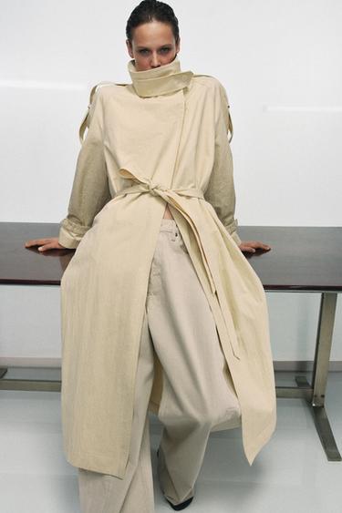 ZW COLLECTION HIGH NECK TRENCH COAT - Butter by Zara - Image 1