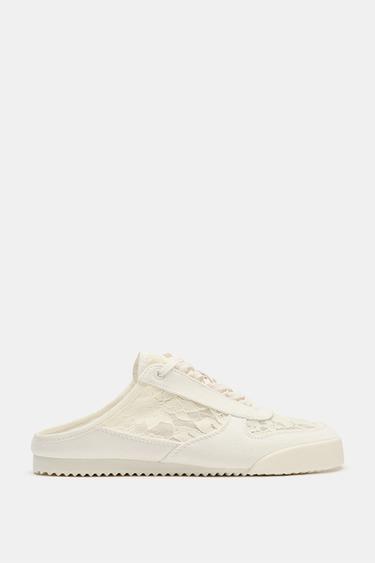 LACE SLINGBACK TRAINERS — Ecru White 2