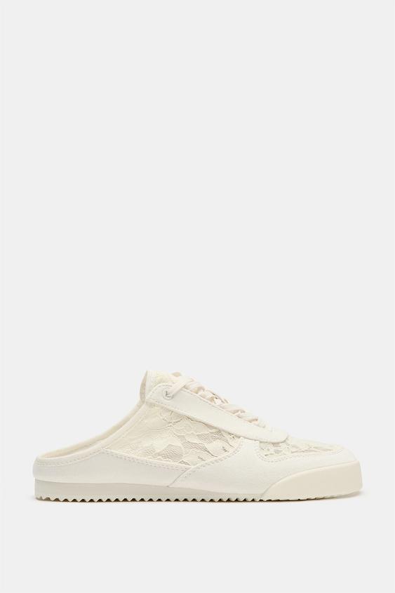 LACE SLINGBACK TRAINERS - Ecru White by Zara - Image 0