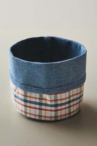 CHECK COTTON BREAD BASKET - Blue by Zara - Image 4
