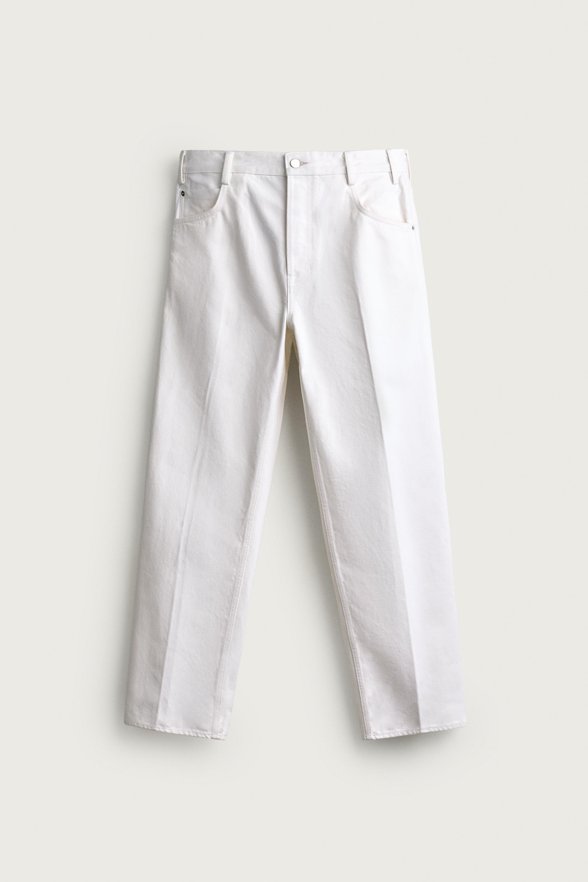 RELAXED FIT PRESSED CREASE JEANS — White
