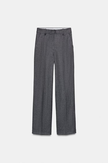 HERRINGBONE STRAIGHT-LEG TROUSERS - Grey by Zara - Image 5
