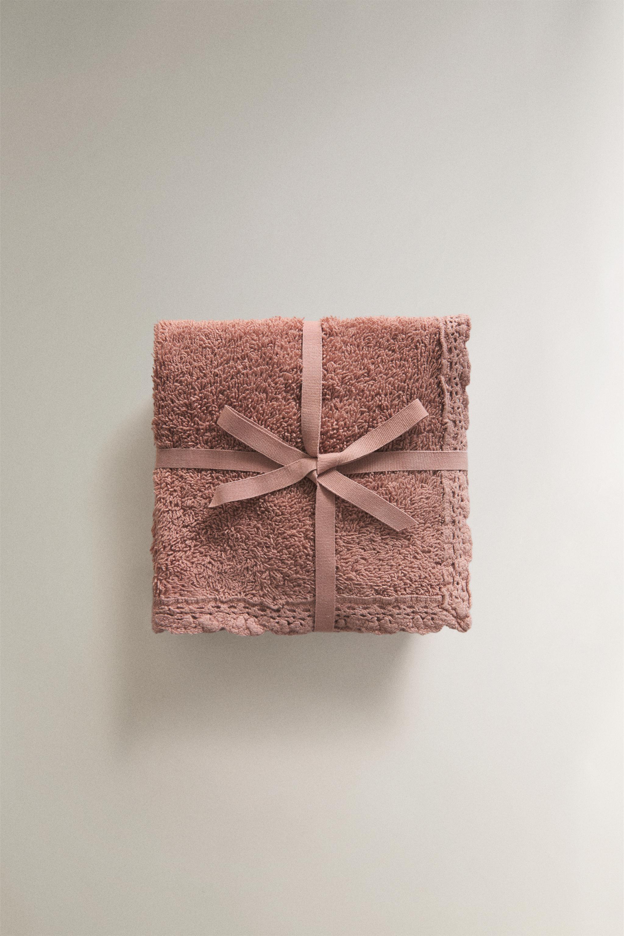 CROCHET-EDGE GUEST TOWELS (PACK OF 2) - Pale pink | ZARA United States