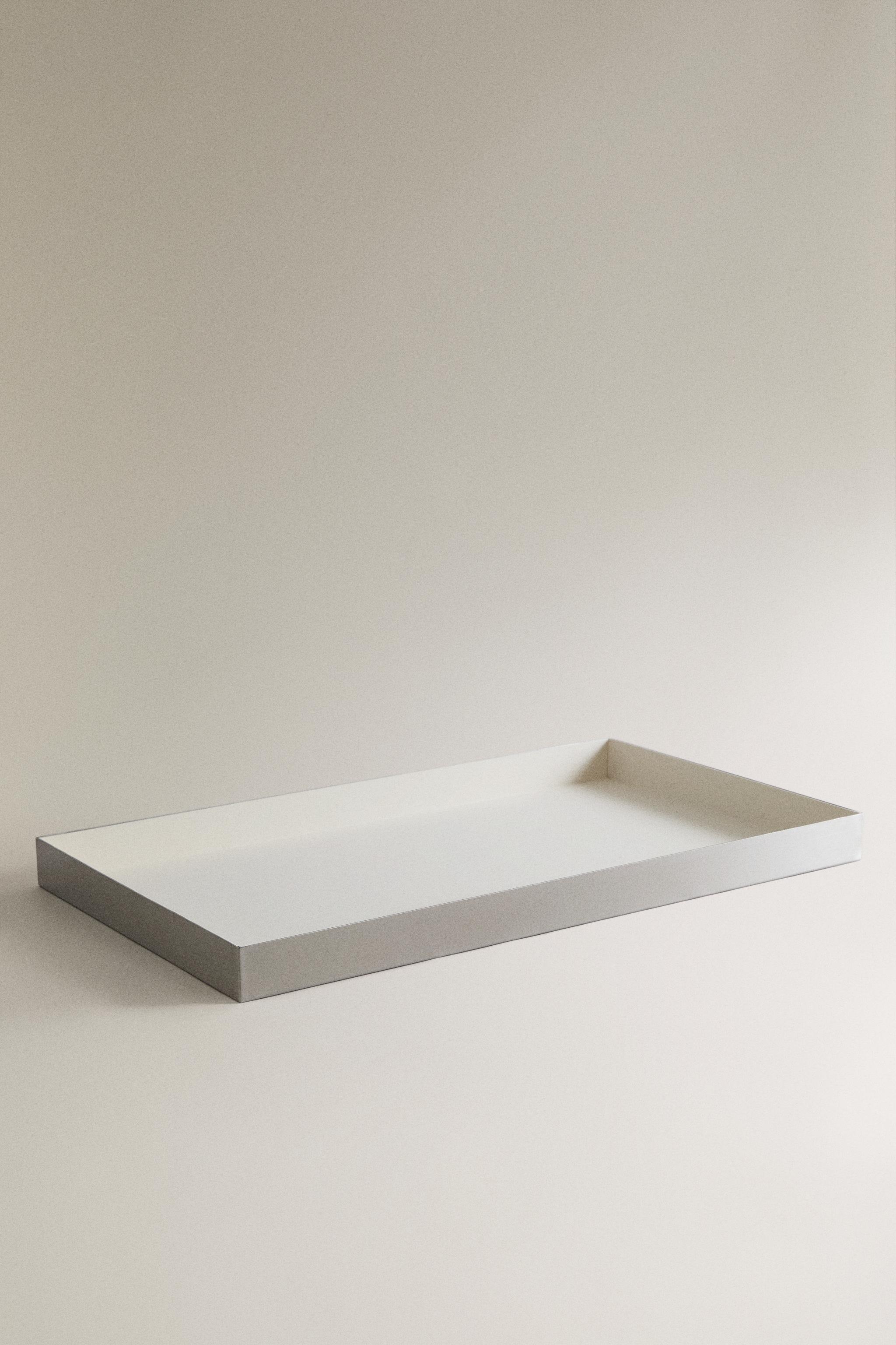 METAL AND FABRIC ORGANISER TRAY — Silver
