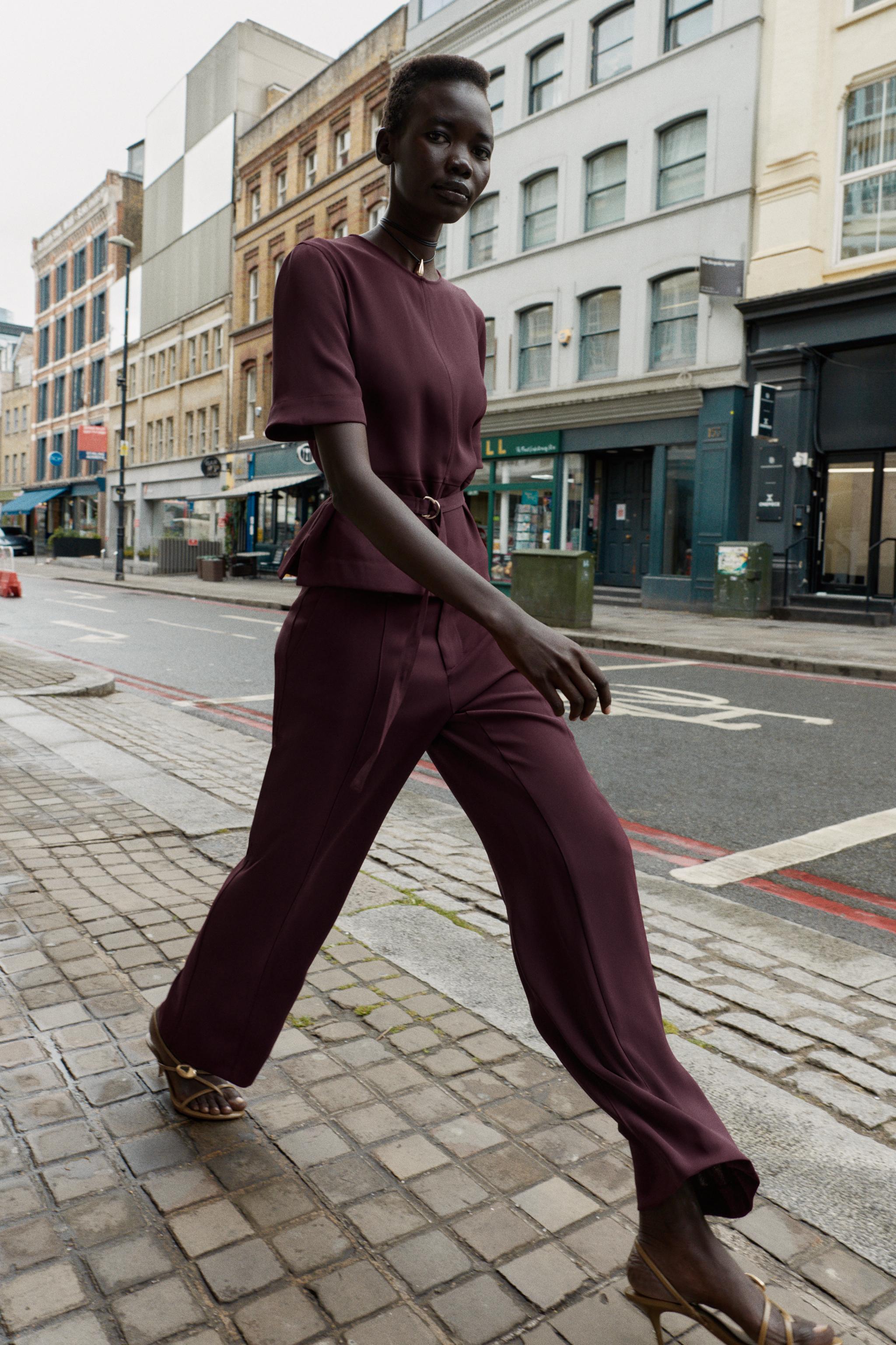 SEAMED STRAIGHT LEG PANTS - Eggplant | ZARA United States