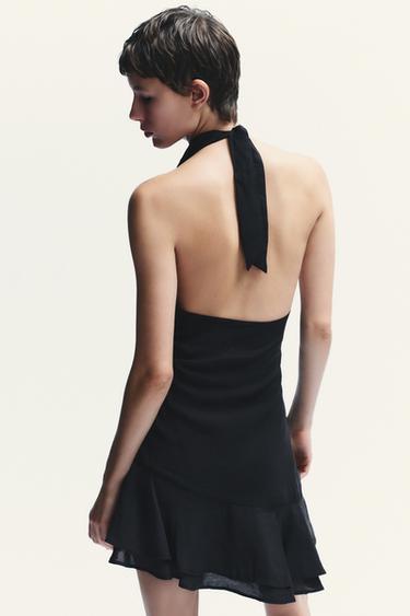 HALTER ASYMMETRIC SHORT DRESS - Black by Zara - Image 4