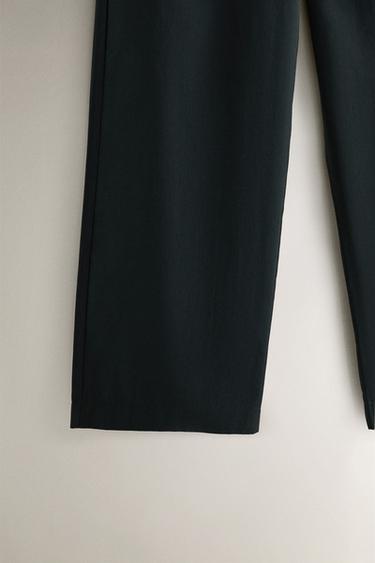 PANTALON LONG EN COTON - Vert / Bleu de Zara - Image 2