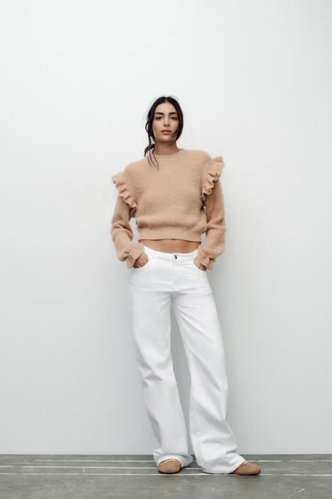 ТРИКОТАЖНЫЙ СВИТЕР С ВОЛАНАМИ — МЯГКИЙ КАШТАНОВЫЙ от Zara — изображение 0