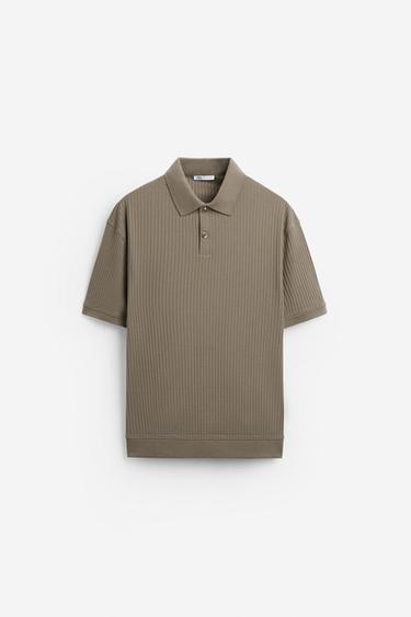 Zara TEXTURED POLO - Light brown