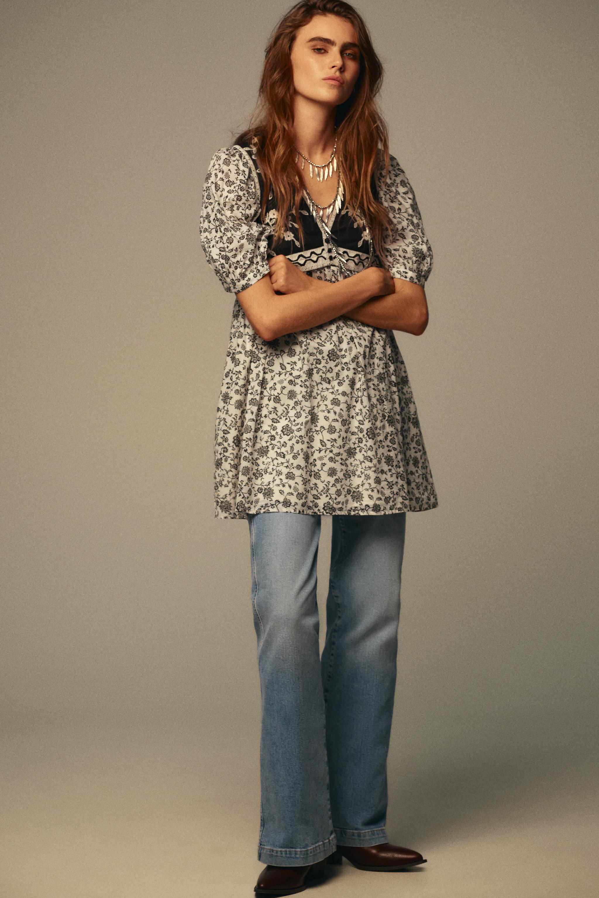 FLORAL PRINT COMBINATION SHORT DRESS - Multicolored | ZARA