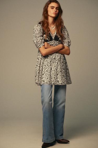 ROBE COURTE COMBINÉE À IMPRIMÉ FLORAL - Multicolore de Zara - Image 5