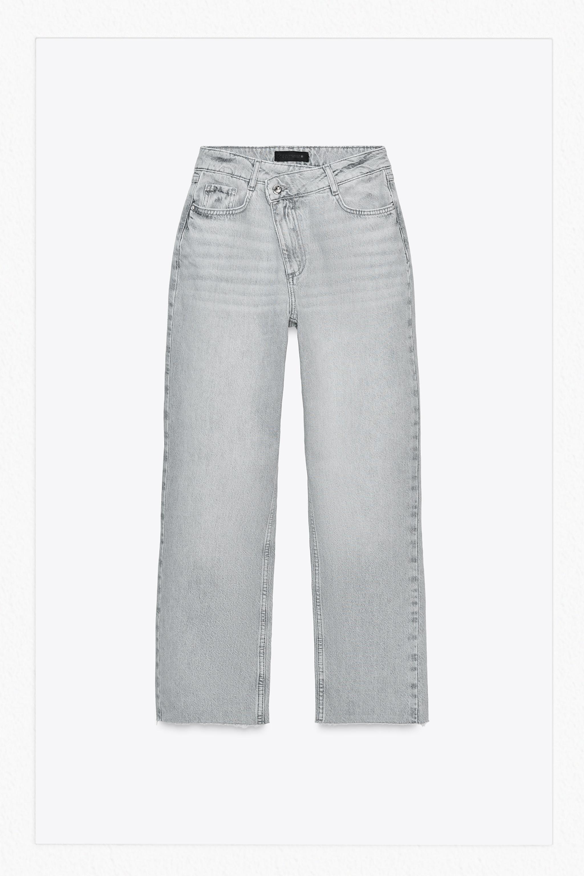 ☆ドイツ発*ZARA*新作*クロスオーバーハイウエストデニム/WH☆ ZARA】TRF ハイウエストクロスオーバーワイドレッグジーンズ