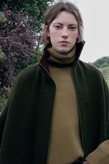 SUÉTER OVERSIZE 95% LÃ - Esverdeado da Zara