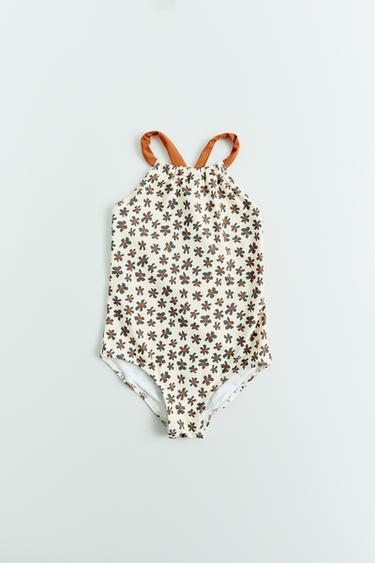 Zara 2-6 YEARS/ FLORAL SWIMSUIT - Brick