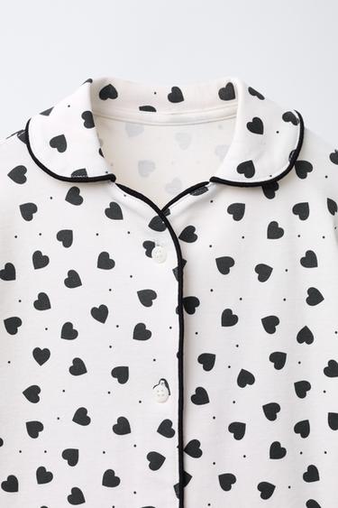 AGES 3-6 / HEART PRINT PYJAMAS - Black / Ecru by Zara - Image 5