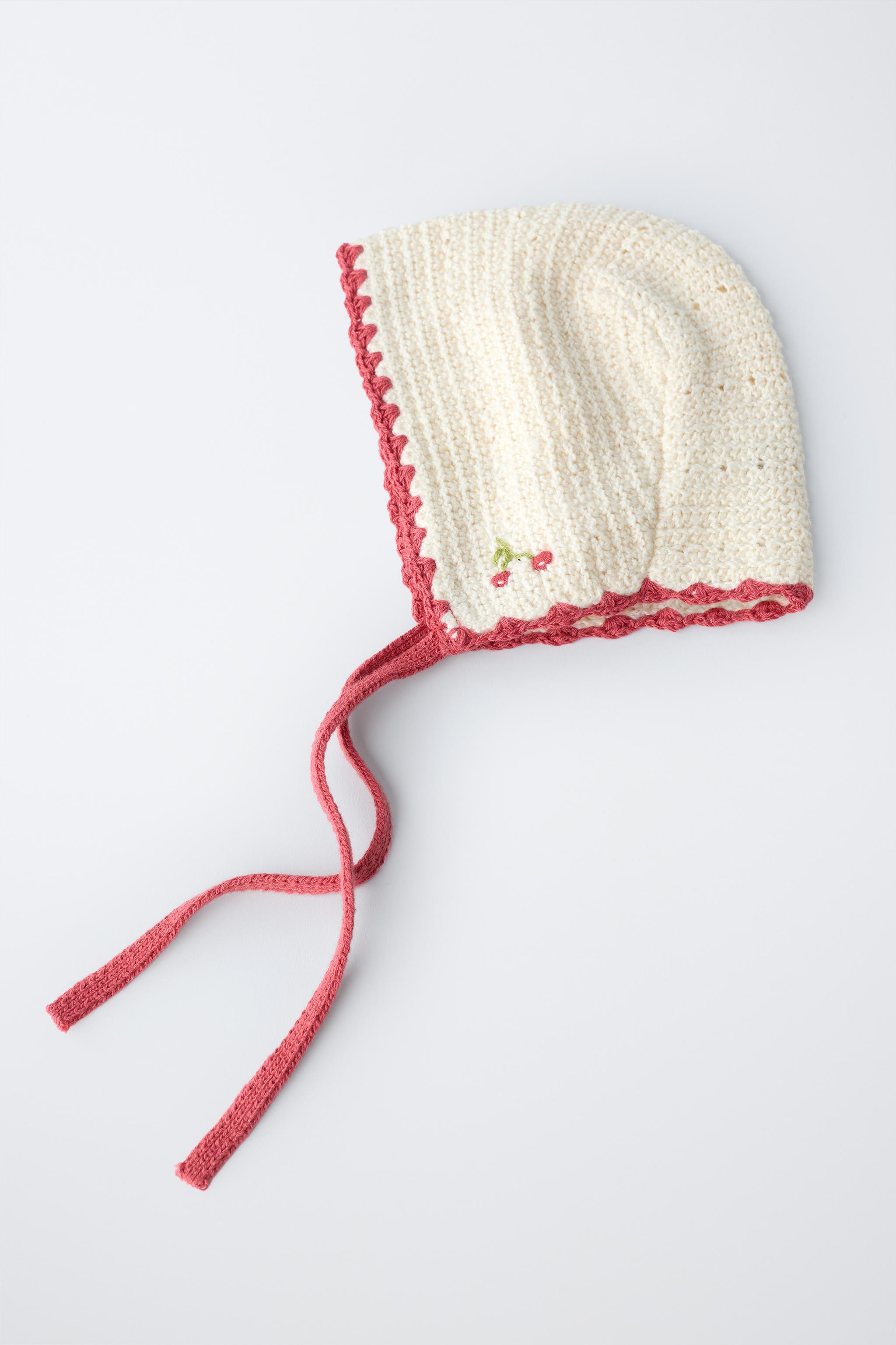 EMBROIDERED CHERRY KNIT BONNET