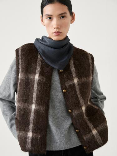 Zara Wool blend check knit vest - Brown