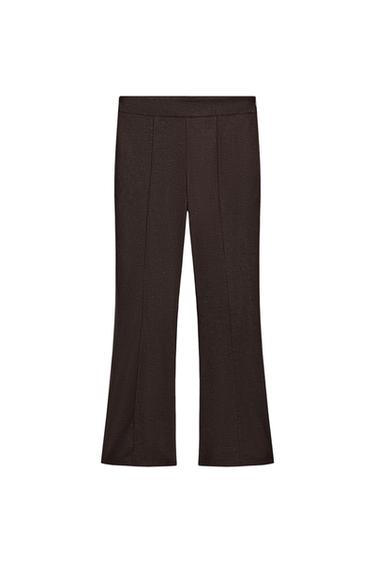 PANTALON MINI FLARE AVEC LIN - Marron foncé de Zara