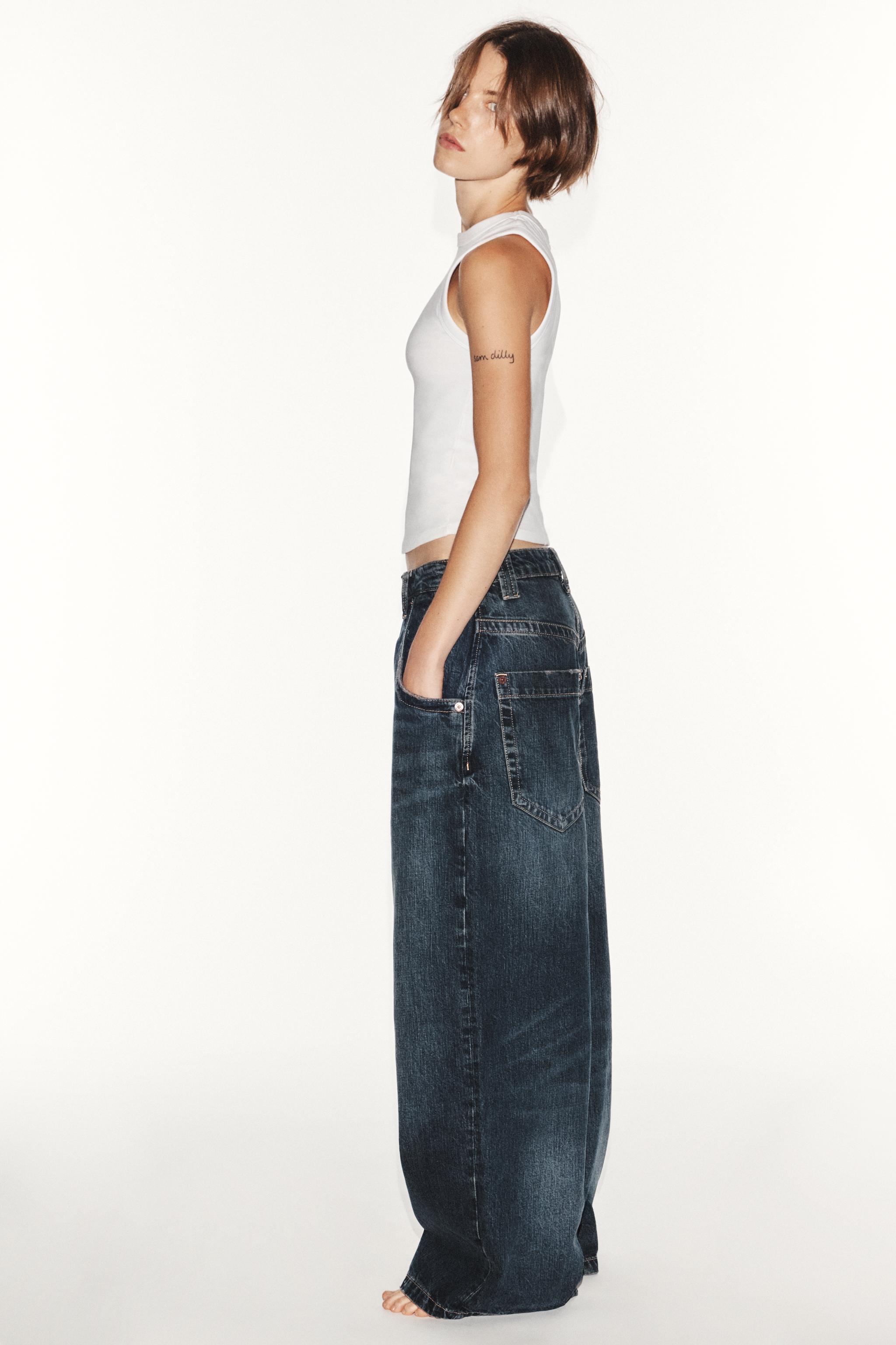Zara Trf Baggy Orta Bel Jean görsel 4